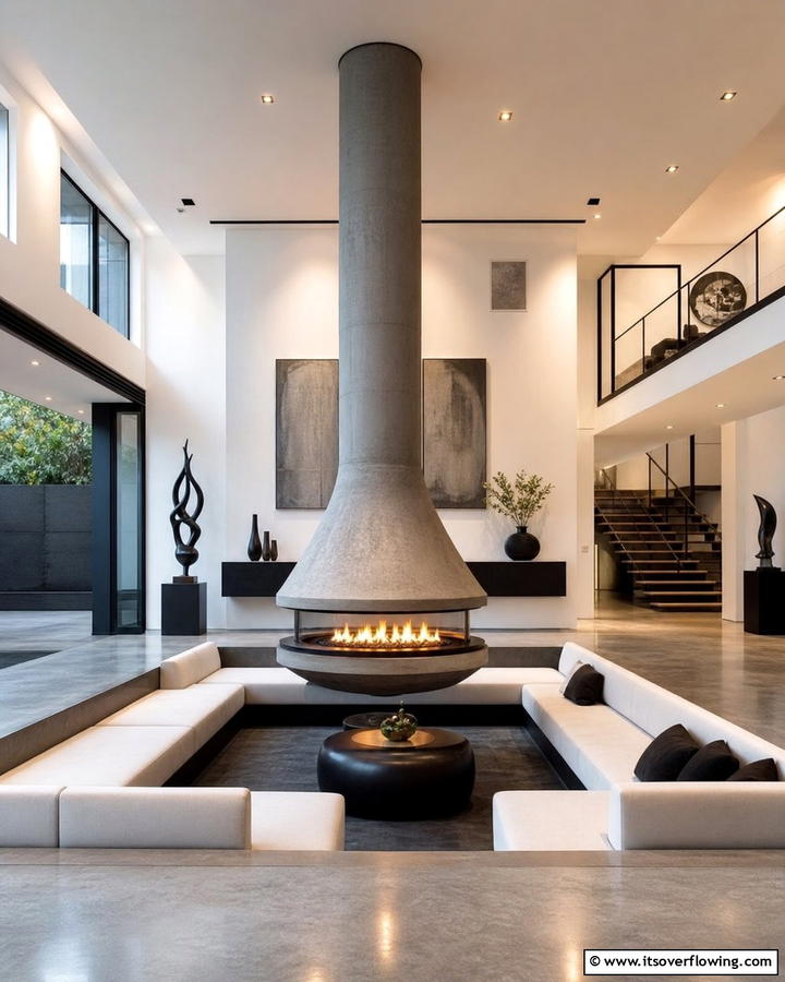 Suspended Concrete Fireplaces - 20 Modern Concrete Fireplace Ideas for Your Home