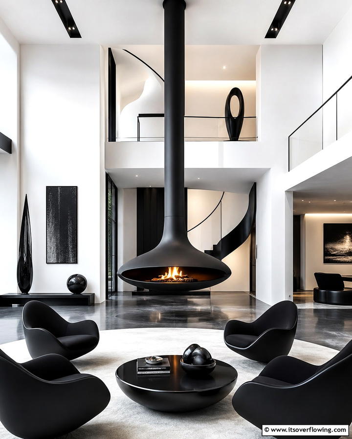 Suspended Fireplaces for a Futuristic Touch - 25 Rooms With Fireplaces and Vaulted Ceilings