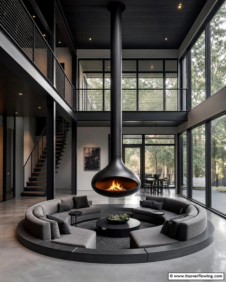 Suspended Fireplaces - 25 Porch Fireplace Ideas for Cozy Outdoor Evenings