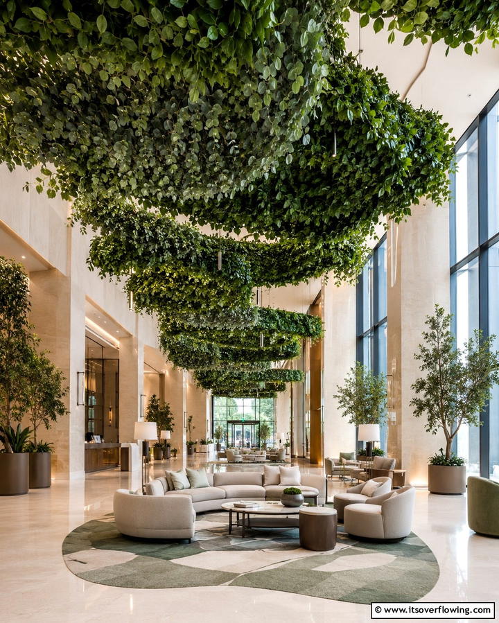 Suspended Green Canopies - 25 Green Ceiling Ideas for a Unique and Bold Statement