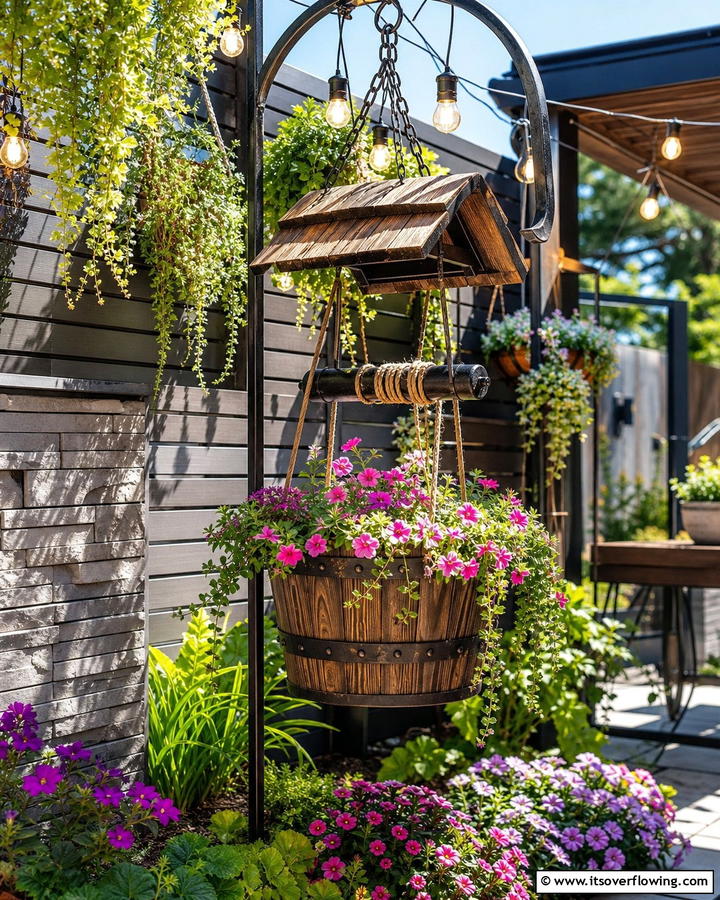 Suspended Hanging Wishing Well - 20 Outdoor Wishing Well Garden Ideas for Enchantment