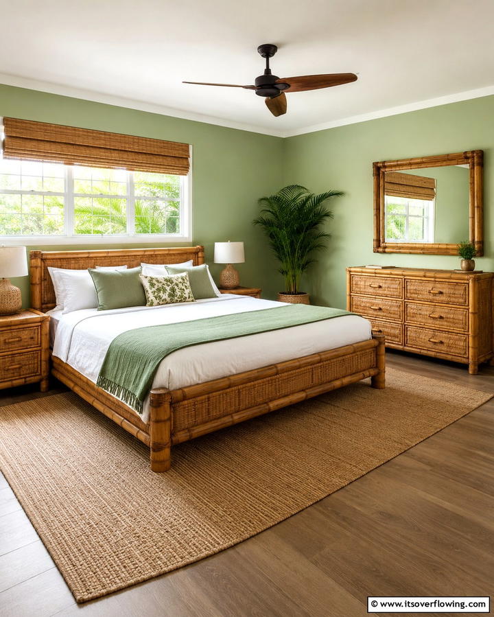 Sustainable Bamboo Furniture - 30 Green Bedroom Decor Ideas for Calming Retreats