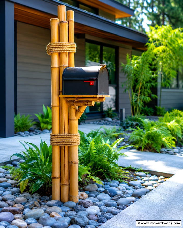 Sustainable Bamboo Mailbox Post - 25 Unique Mailbox Post Ideas to Boost Curb Appeal