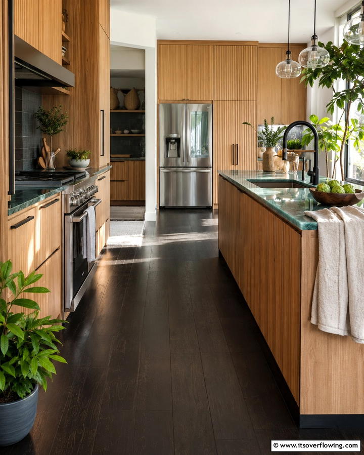 Sustainable Black Bamboo Option - 30 Sleek Black Floor Kitchen Ideas for Contemporary Designs