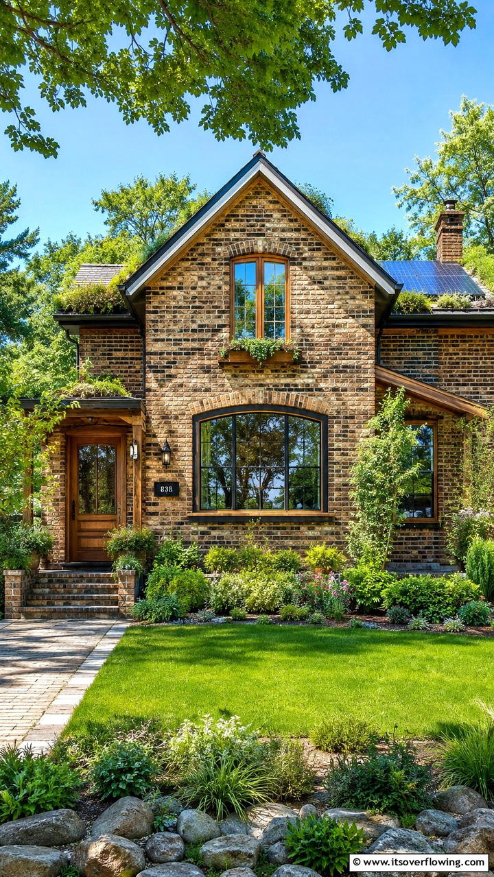 Sustainable Brick Renovation - 30 Brown Brick Exterior Home Ideas for Timeless Curb Appeal