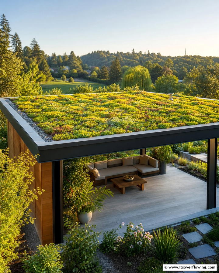 Sustainable Green Roof - 21 Backyard Patio Ideas for Creating Your Perfect Outdoor Oasis