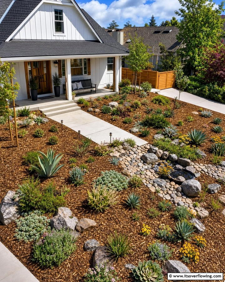 Sustainable Mulch Layout - 21 Front Yard Landscaping Ideas With Rocks and Mulch