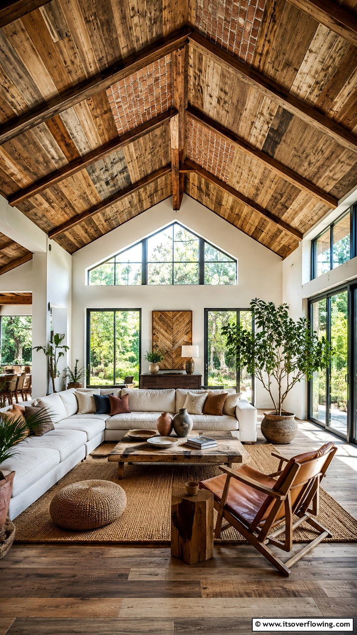 Sustainable Reclaimed Materials - 21 Dramatic Vaulted Ceiling Ideas to Enhance Living Spaces