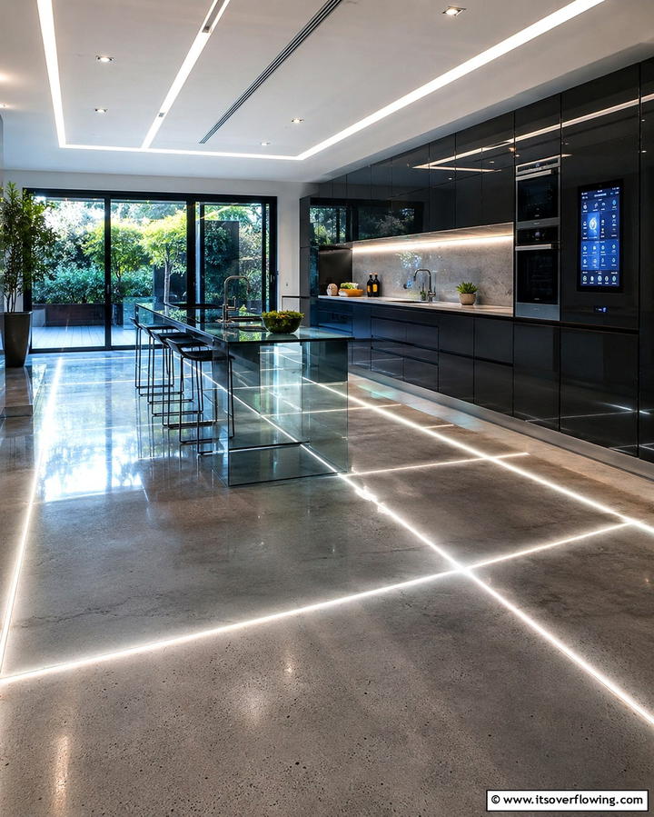 Sustainable Recycled Concrete - 30 Industrial Chic Concrete Floor Kitchen Design Concepts