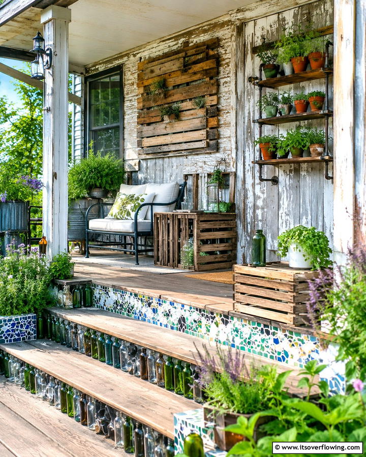 Sustainable Recycled Decor - 30 Small Front Porch Ideas to Boost Curb Appeal