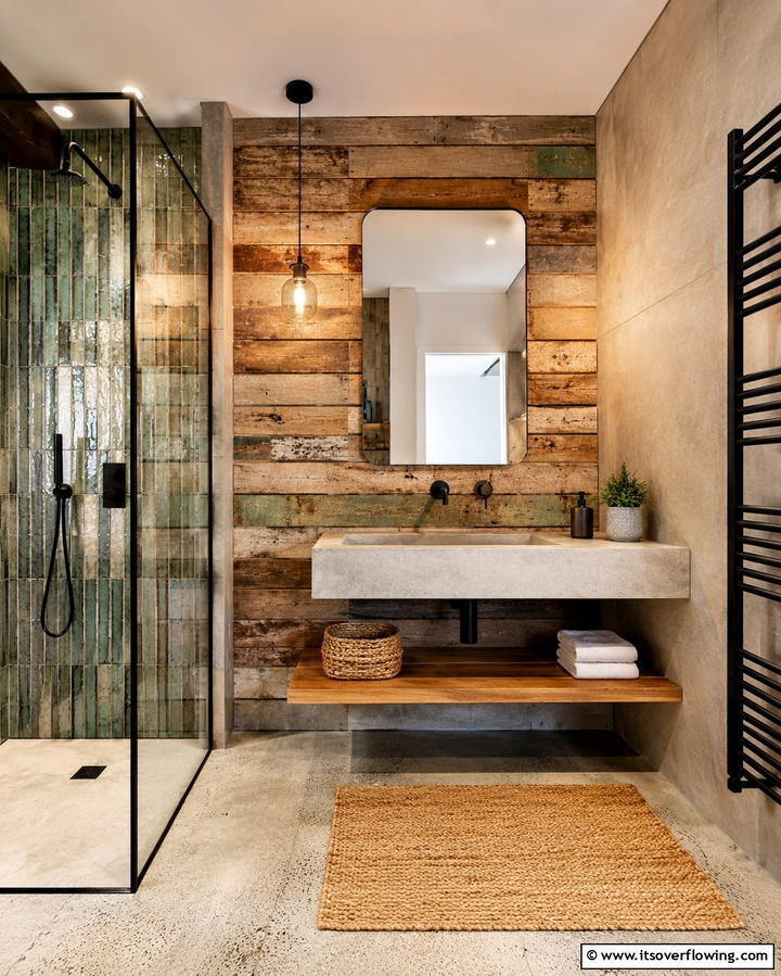 Sustainable Recycled Materials - 30 Stunning Bathroom Wall Ideas to Elevate Your Space