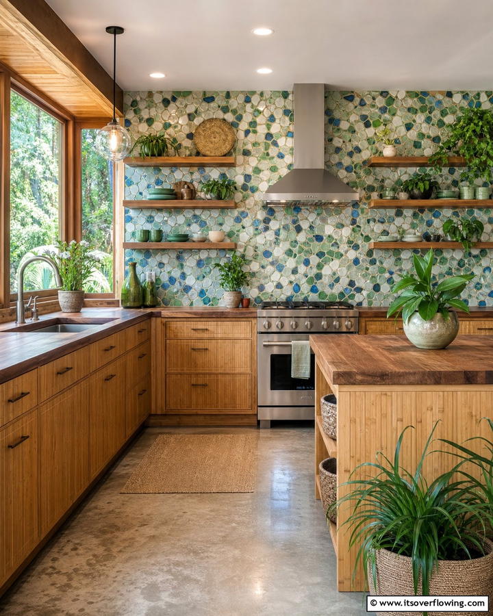 Sustainable Recycled Materials - 21 Kitchen Backsplash Ideas for Striaking Visual Impact