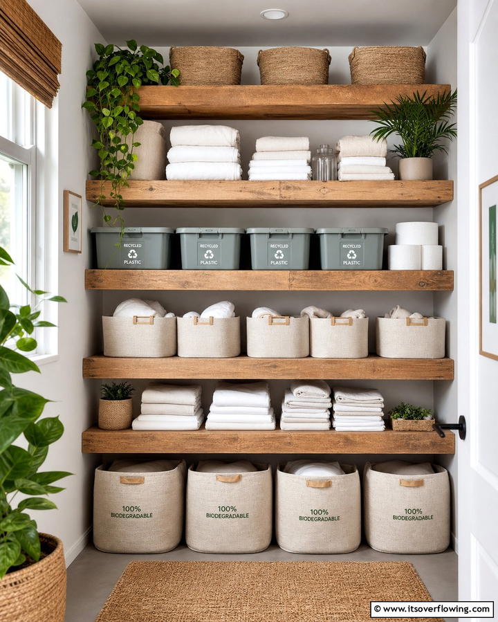 Sustainable Storage Materials - 30 Linen Closet Organization Ideas for Maximized Storage