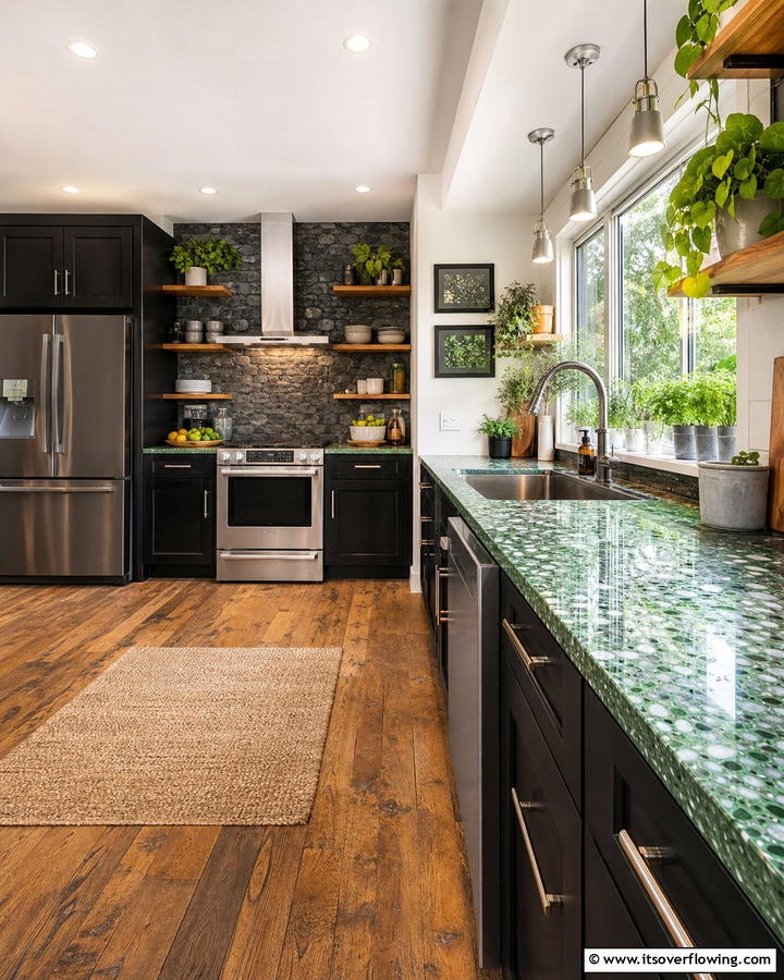 Sustainable Style Statement - 21 Kitchens With Black Cabinets- Bold & Timeless Designs