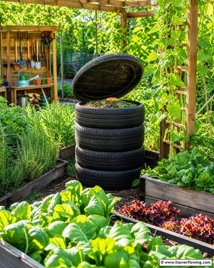 Sustainable Tyre Compost Bins - 21 Recycled Tyre Garden Art Ideas for Eco-Conscious Spaces