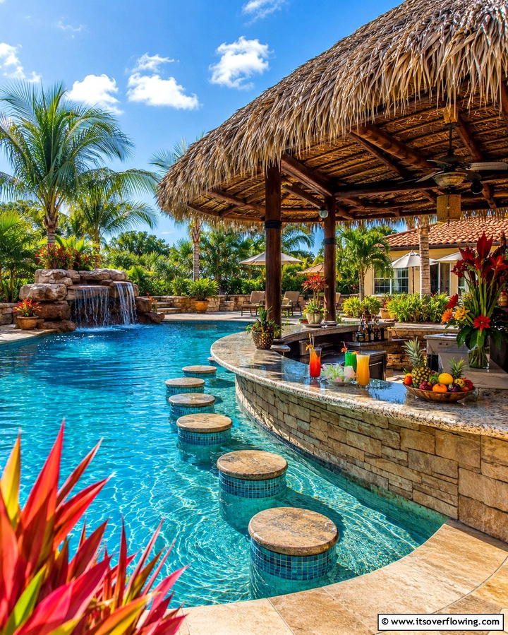 Swim Up Bars - 25 Backyard Pool Ideas for Summer Fun and Relaxation