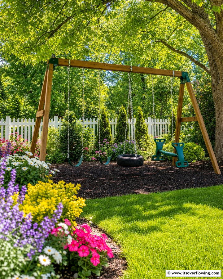Swing Set Delight - 25 Backyard Playground Ideas for Kids