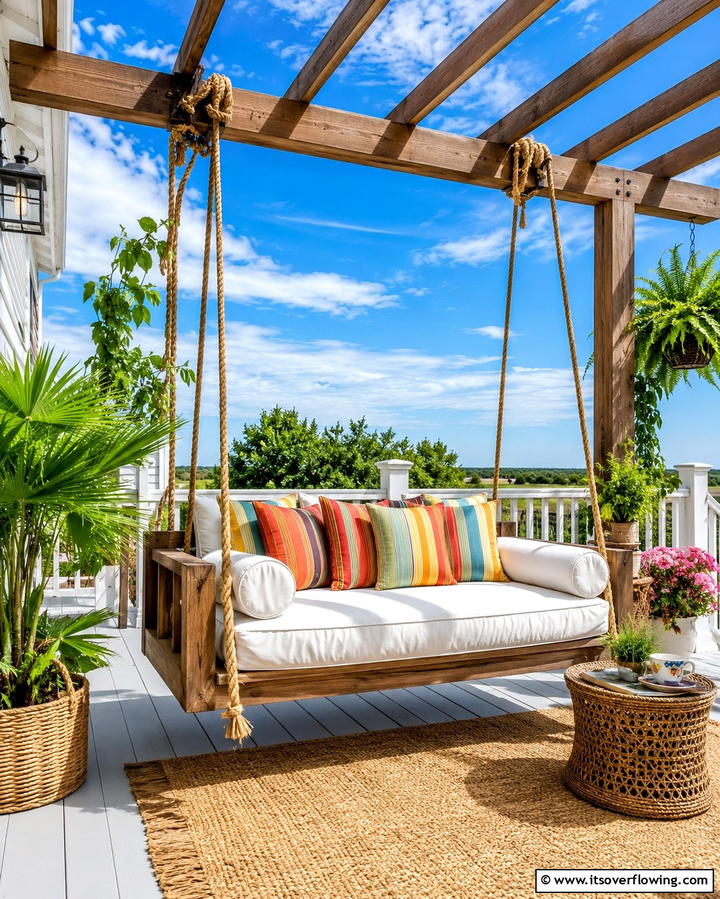 Swinging Deck Seats - 25 Stylish Deck Seating Ideas for Outdoor Entertaining