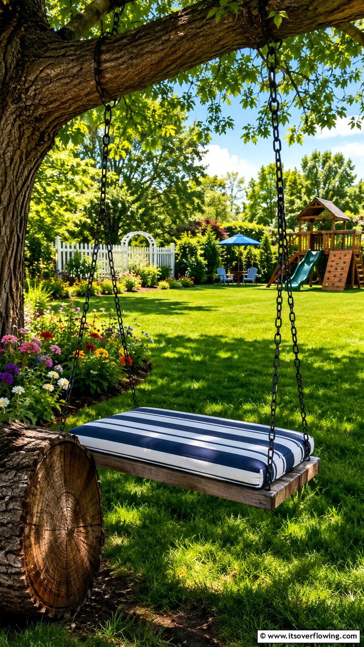Swinging Seat Delight - 21 Creative Tree Stump Decorating Ideas for Rustic Accents