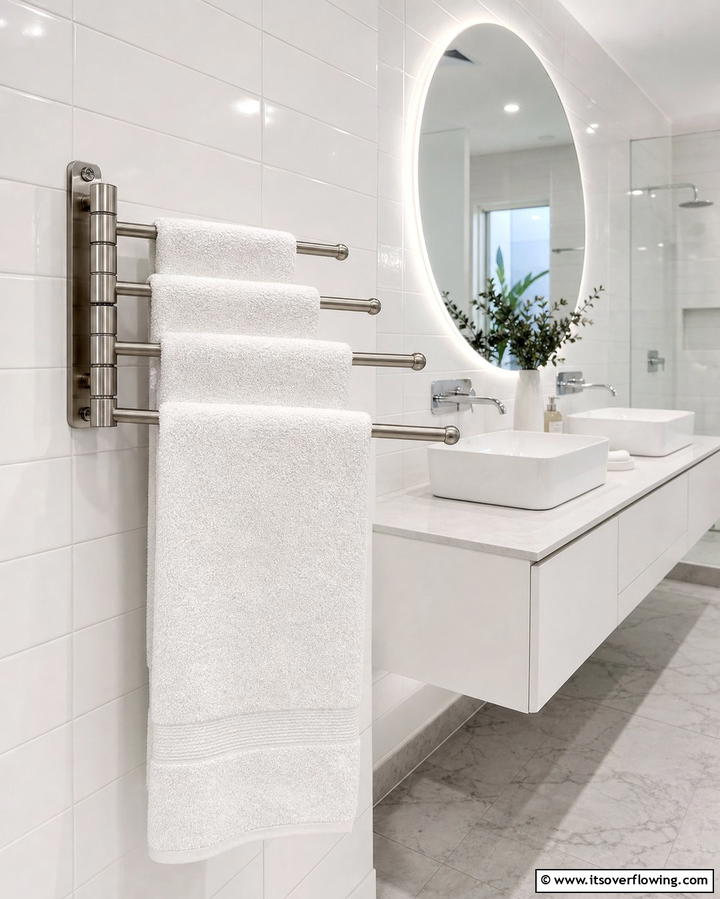 Swivel Arm Towel Rack - 25 Creative Bathroom Towel Rack Ideas for Your Space