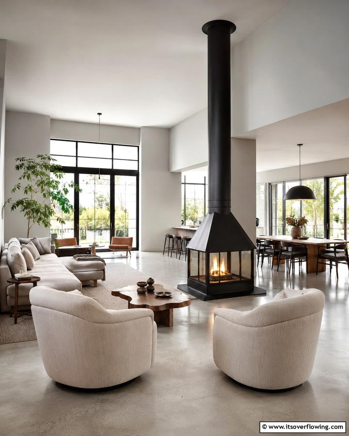 Swivel Chairs for Versatile Positioning - 25 Fireplace Seating Ideas to Cozy Up Your Living Room