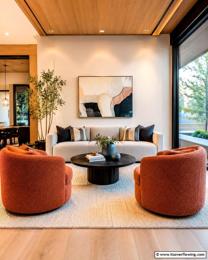 Swivel Chairs - 30 Living Room Furniture Layout Ideas for Optimal Flow