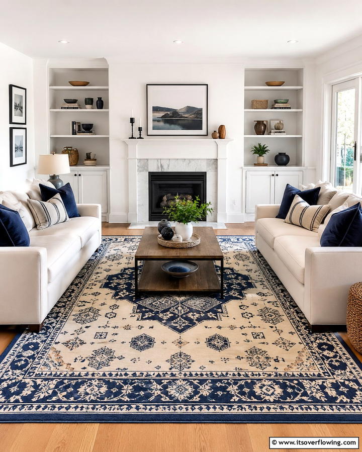 Symmetrical Rug Placement - 20 Symmetrical Living Room Ideas for Balanced Spaces
