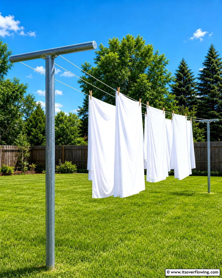 T Post Clothesline for DurabilityOne - 25 Outdoor Clothesline Ideas for Efficient Drying