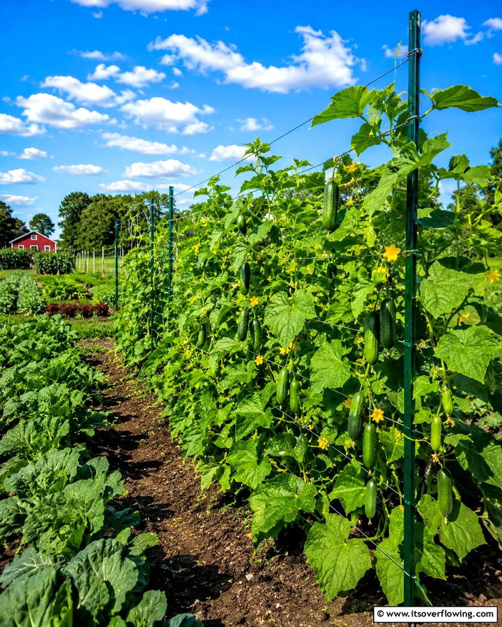T Post and Wire Trellis - 25 Cucumber Trellis Ideas for a Productive Garden