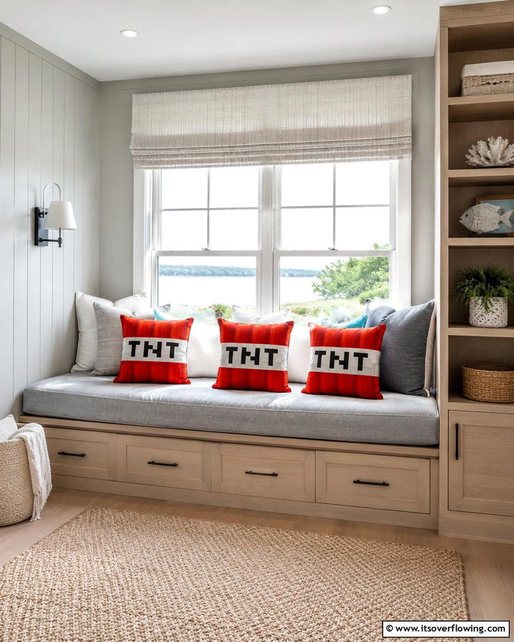 TNT Throw Pillows - 30 Minecraft Bedroom Ideas for Block-Inspired Fun