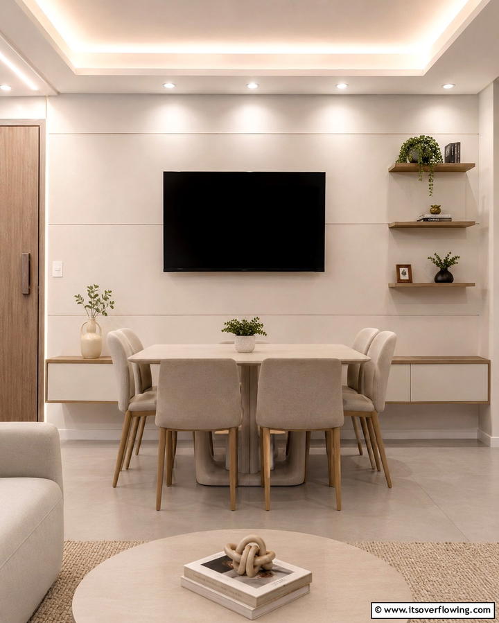 TV Above the Dining Table - 20 Small Living Room Ideas With TV and Dining Table