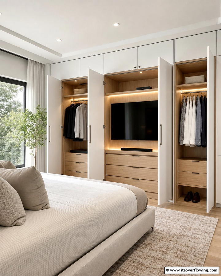 TV Integrated Into a Wardrobe - 25 Bedroom TV Ideas for Stylish Entertainment