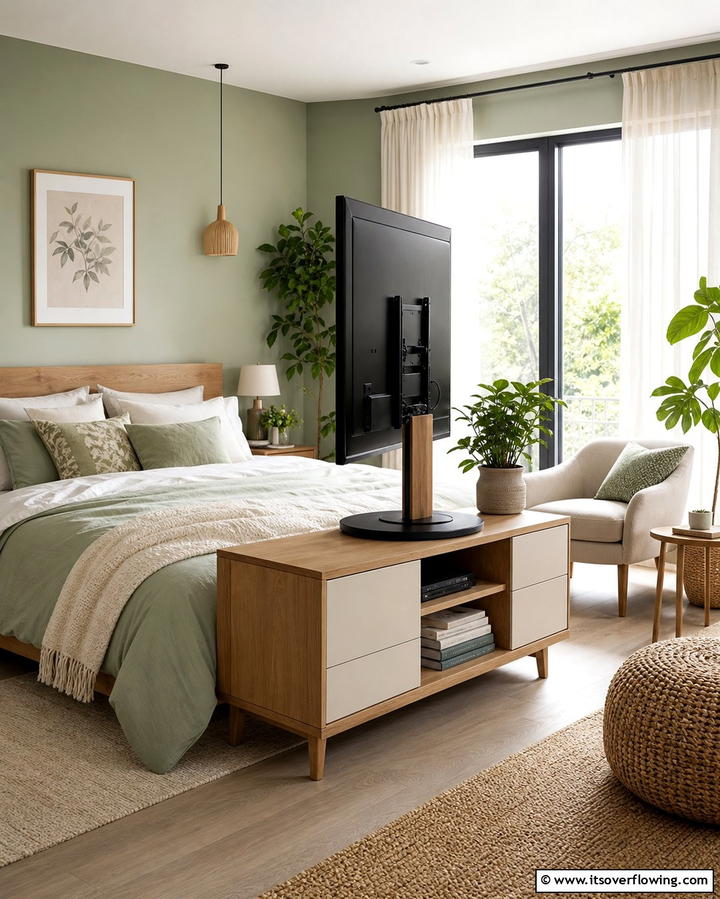 TV Positioned in a Swivel Stand - 25 Bedroom TV Ideas for Stylish Entertainment