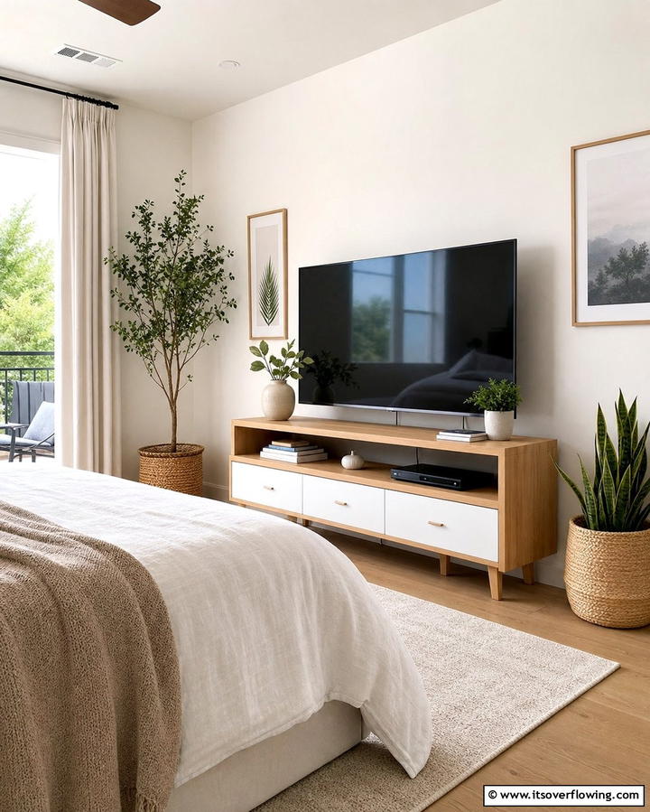 TV on a Stylish Console Table - 25 Bedroom TV Ideas for Stylish Entertainment