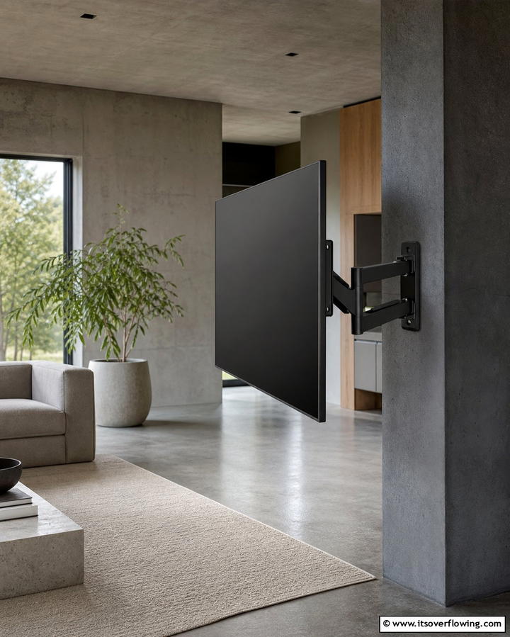 TV on a Swivel Mount for Versatility - 25 Small Living Room Ideas With TV for Cozy Nights