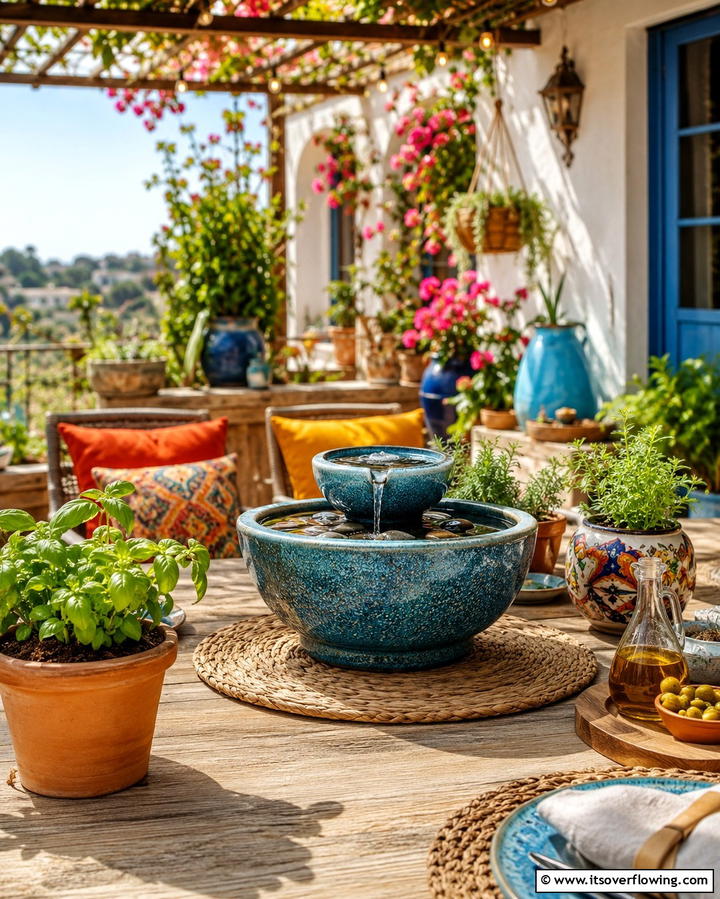 Tabletop Fountain for Compact Versatility - 25 Backyard Fountain Ideas for a Serene Outdoor Space