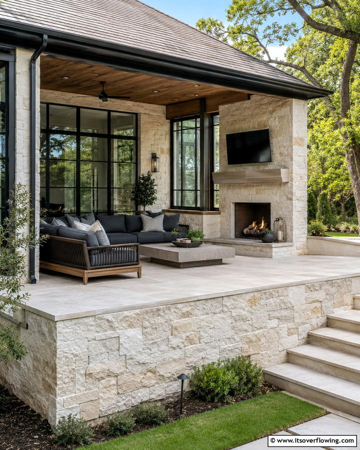Tactile Stone Veneers - 30 Stylish Deck Skirting Ideas to Elevate Outdoor Entertaining