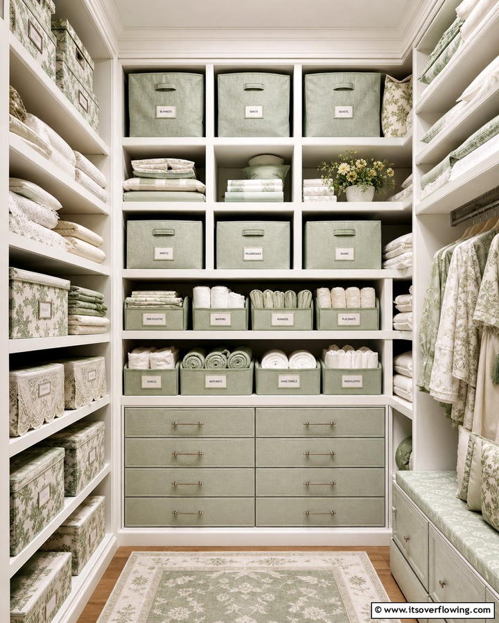 Tailored Fabric Storage - 30 Linen Closet Organization Ideas for Maximized Storage