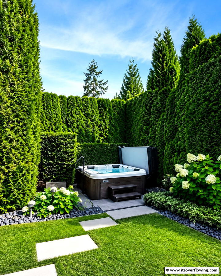 Tall Hedges for a Natural Shield - 25 Backyard Hot Tub Privacy Ideas for Relaxing Spaces