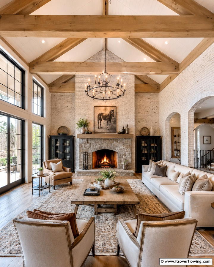 Tan Ceiling Beams - 25 Tan Living Room Ideas for a Serene Ambiance