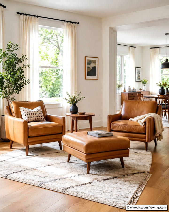 Tan Leather Seating - 25 Tan Living Room Ideas for a Serene Ambiance