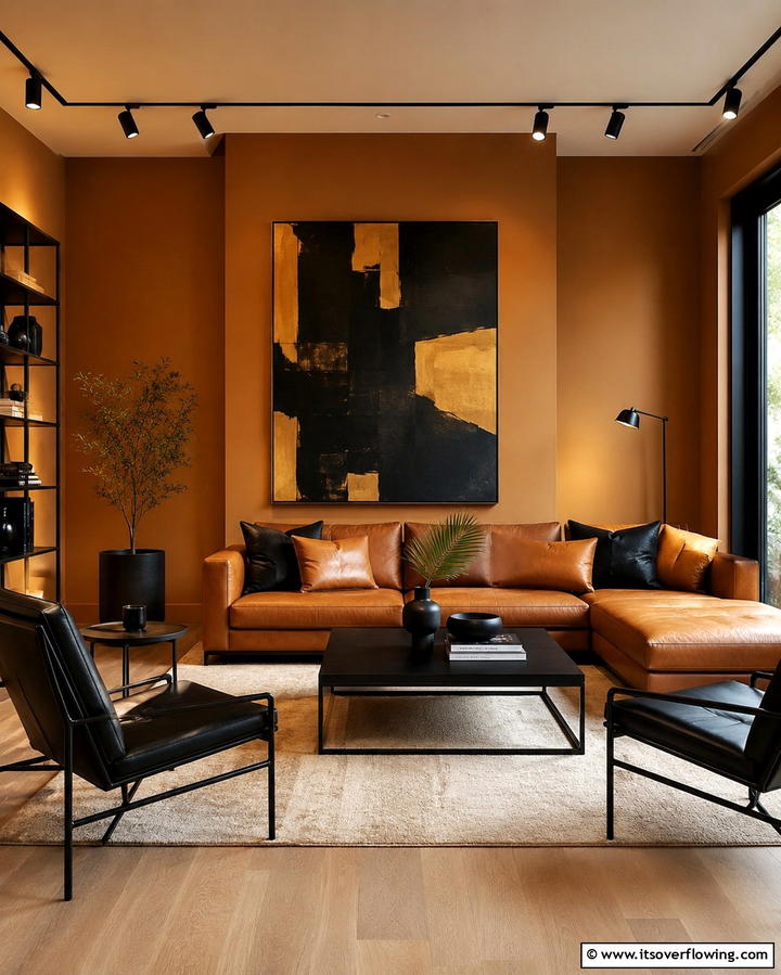 Tan and Black A Bold Combination - 25 Tan Living Room Ideas for a Serene Ambiance