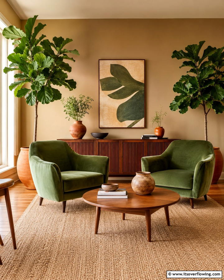 Tan and Green A Natural Pairing - 25 Tan Living Room Ideas for a Serene Ambiance