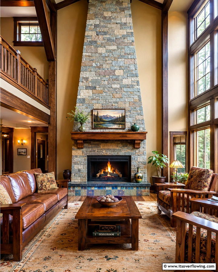 Tapered Chimney Design - 25 Craftsman-style Fireplace Ideas- Classic & Elegant Designs