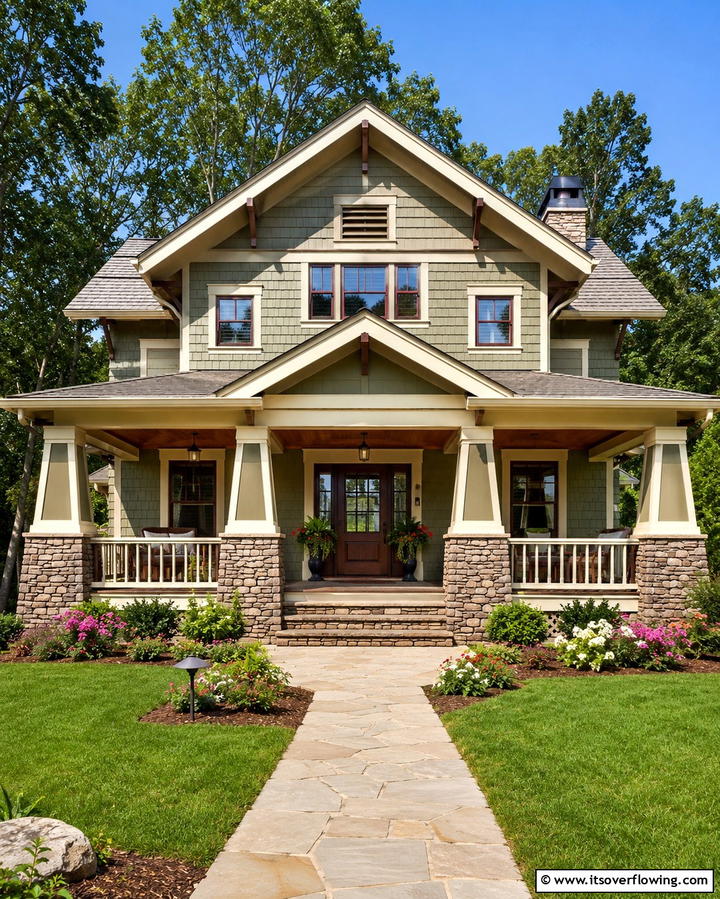Tapered Columns for Elegance - 25 Craftsman Style House Exterior Ideas for Curb Appeal