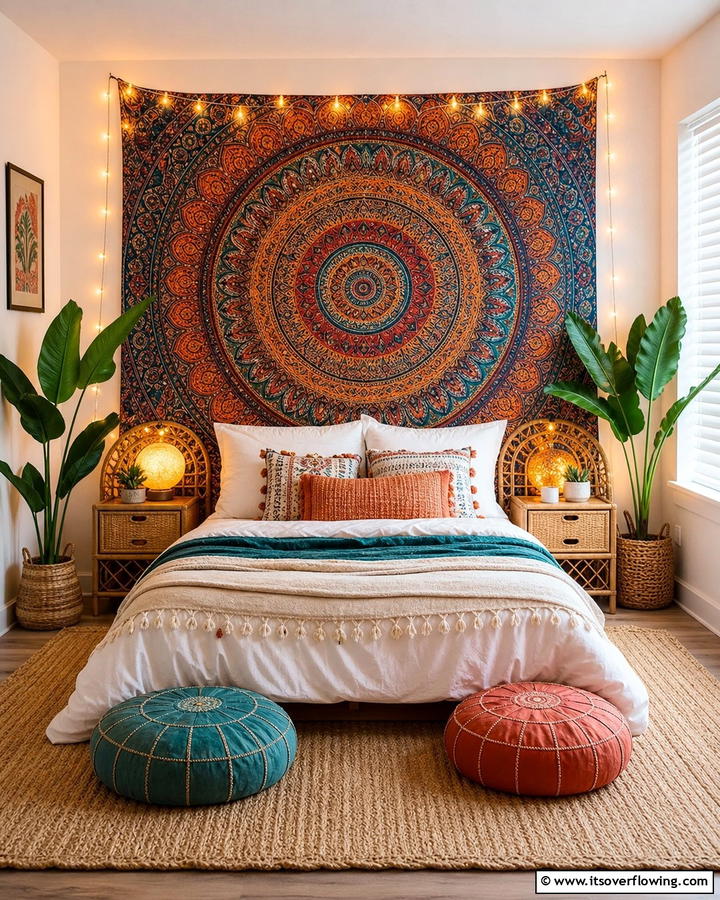 Tapestry Accent Walls - 20 Girls Boho Bedroom Ideas for a Chic and Relaxing Space