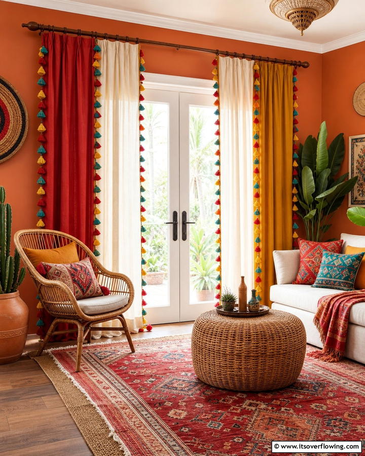 Tassel Adorned Curtains - 20 Boho Curtain Ideas to Enhance Your Home’s Style