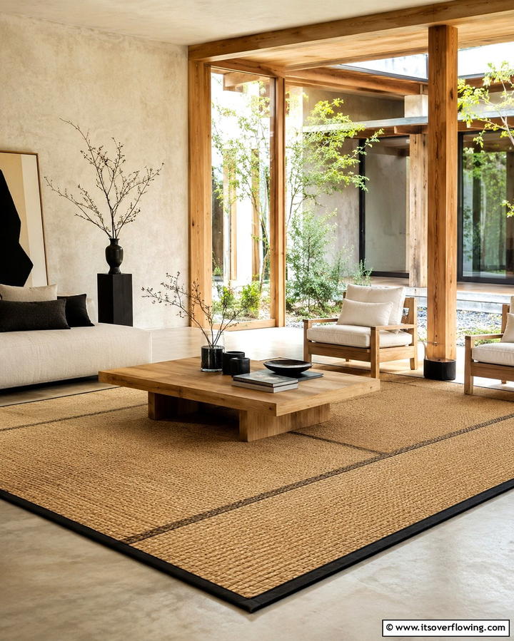 Tatami Inspired Rugs - 25 Japandi Living Room Ideas for Minimalist Elegance