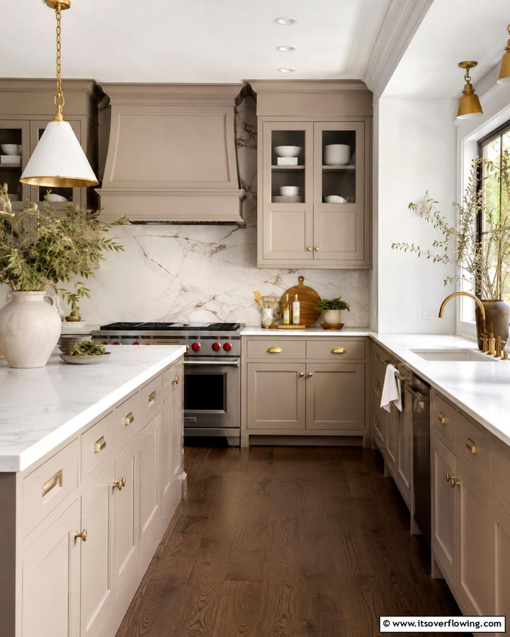 Taupe Cabinets with Brass HardwareExact - 30 Stunning Taupe Kitchen Cabinet Designs for Modern Homes