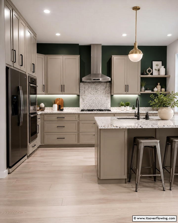 Taupe Cabinets with Dark Countertops - 30 Stunning Taupe Kitchen Cabinet Designs for Modern Homes